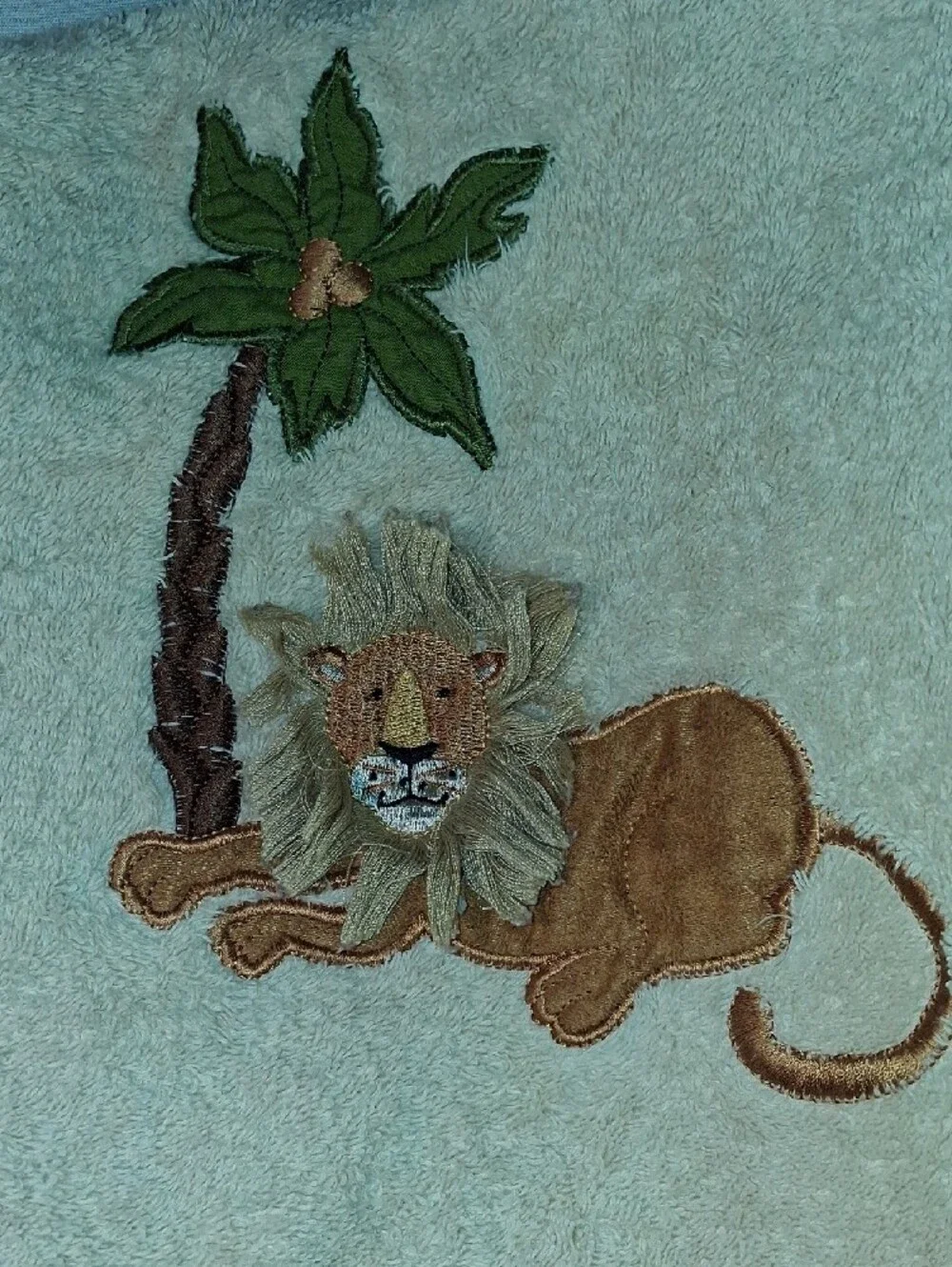 Homegoods Kids Cream Color Towel with Lion & Palm Tree Embroidery on Front